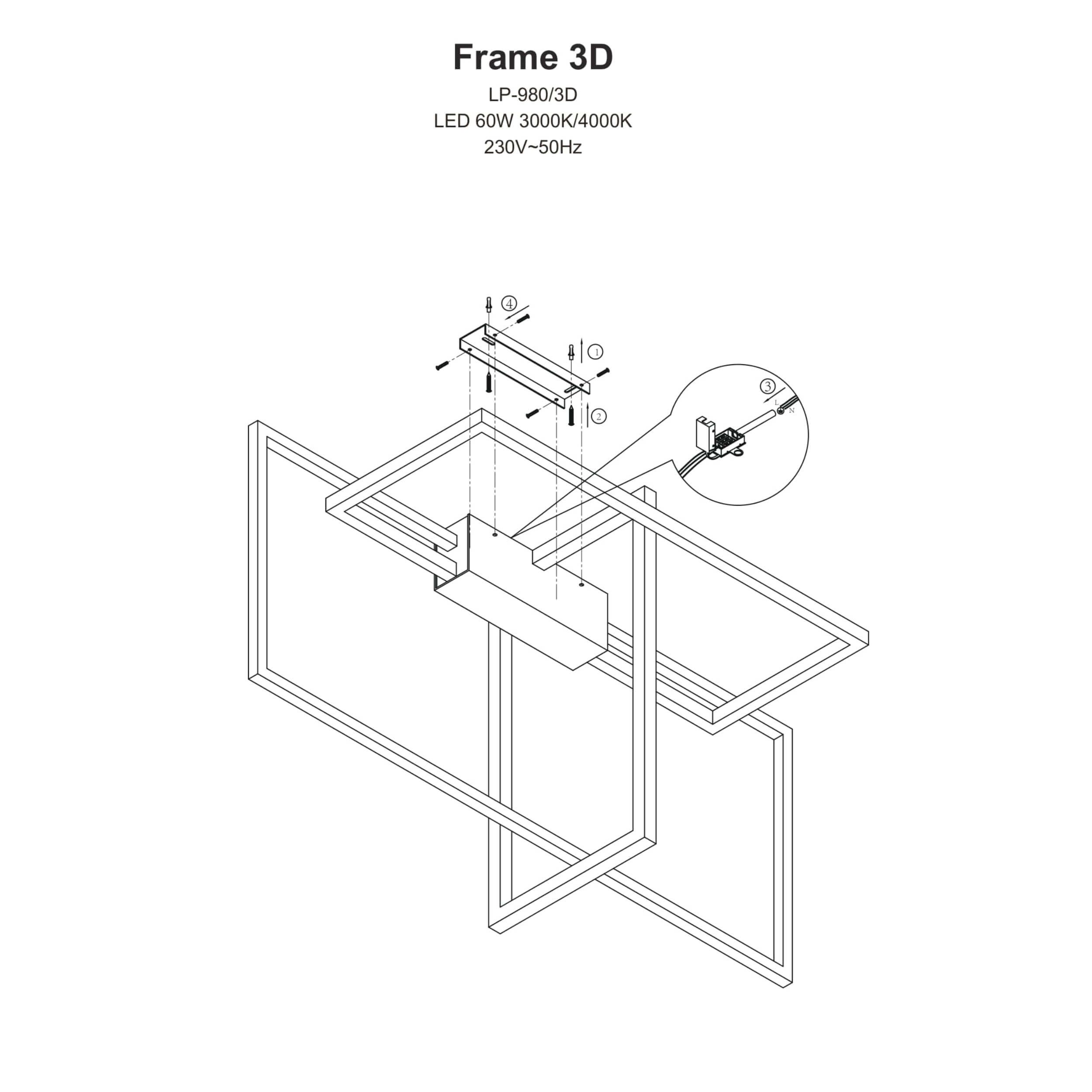 Lampa wisząca Frame czarna LED 3000K - obrazek 5