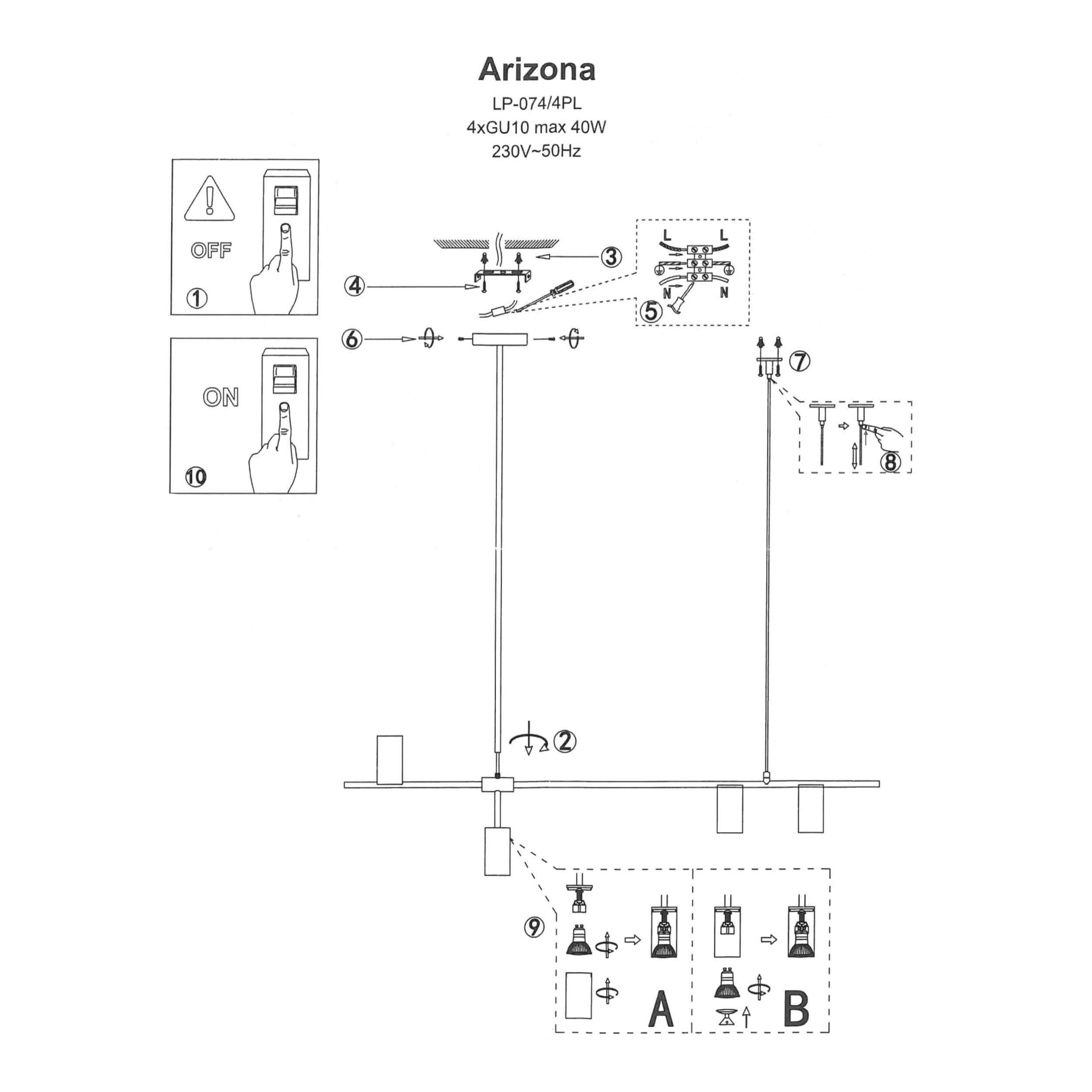 Lampa wisząca Arizona czarno - złota 4xGU10 - obrazek 9