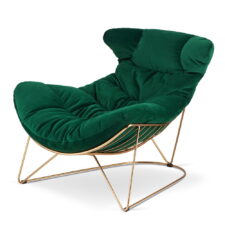 Fotel relaksacyjny Malmo leżanka glamour na złotej podstawie XZ – kolor butelkowy