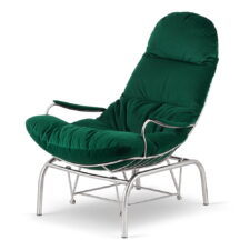 Fotel Dalby bujany velvet butelkowa zieleń – elegancki welurowy fotel relaksacyjny