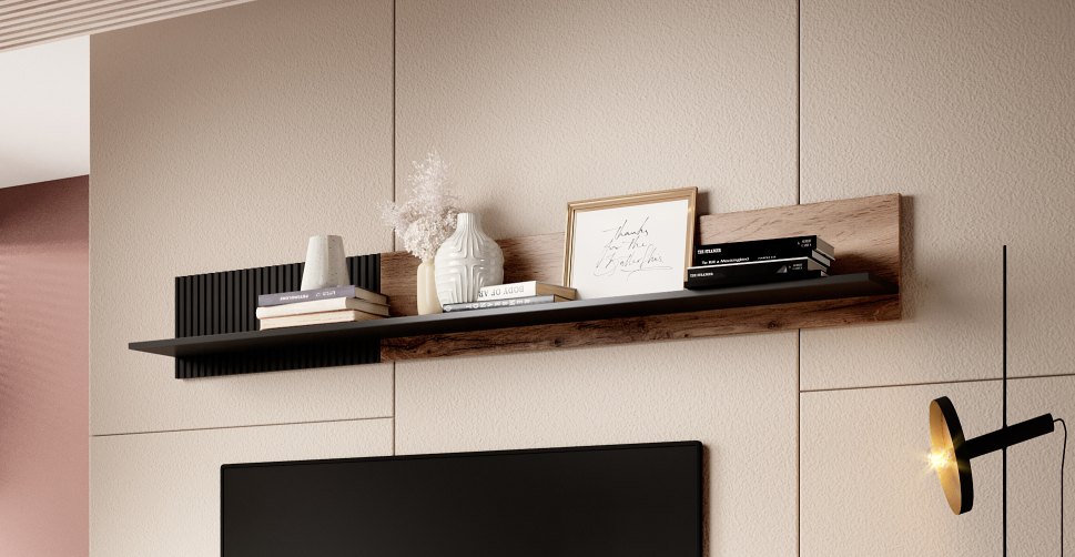 RANDOM P-2 półka wisząca dąb wotan/czarny - obrazek 4