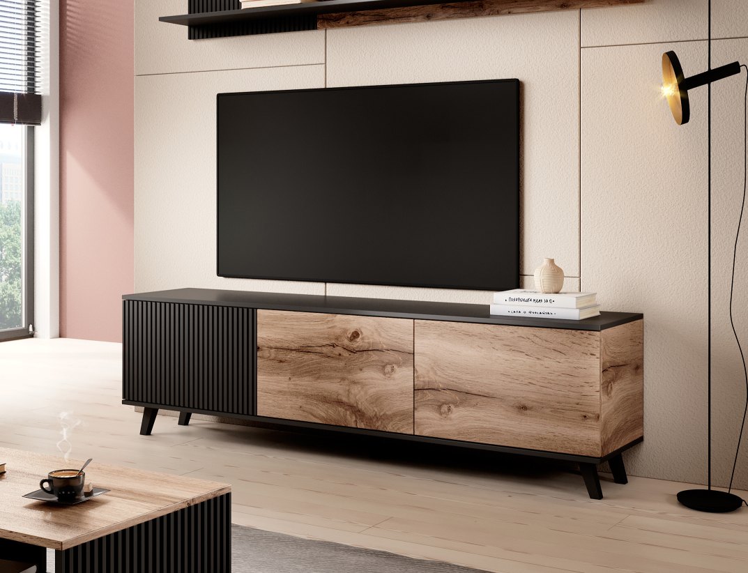 RANDOM RTV-2 stolik RTV 180 cm dąb wotan/czarny - obrazek 7