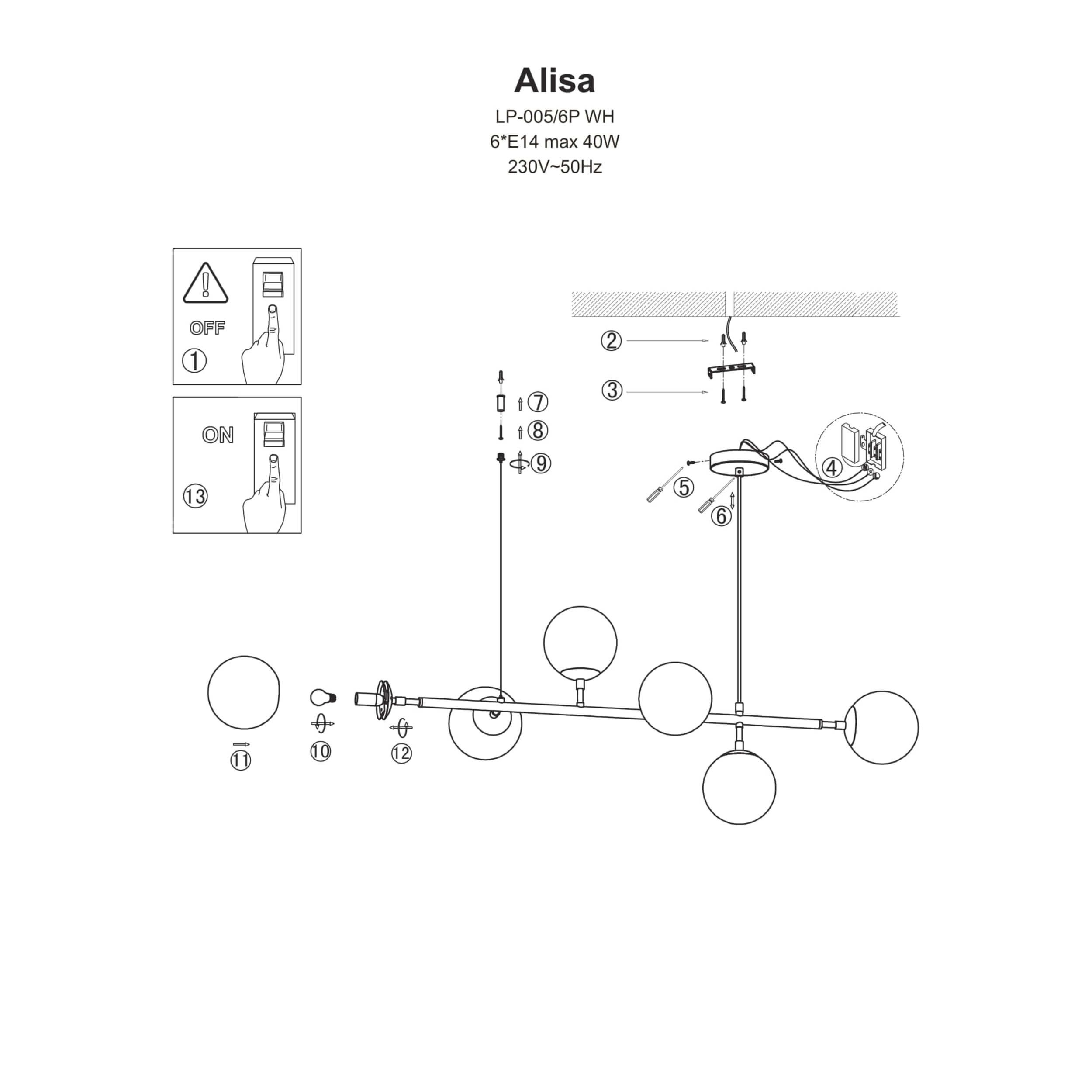 Lampa wisząca Alisa złota 6xE14 - obrazek 5
