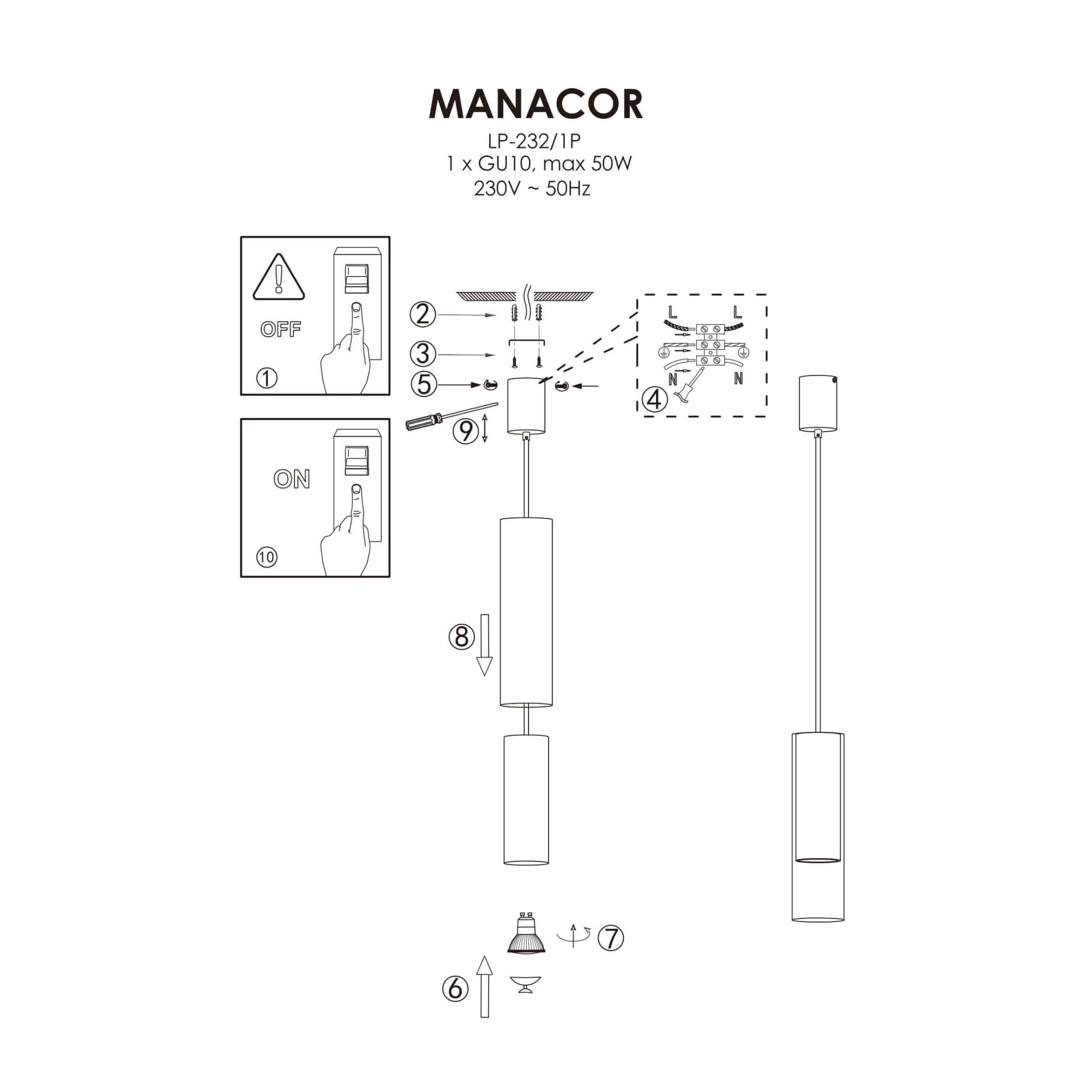 Lampa wisząca Manacor biała 1xGU10 - obrazek 5