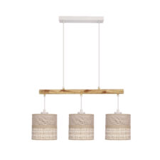 Izotto lampa wisząca biały 3x60W E27 abażur beżowy