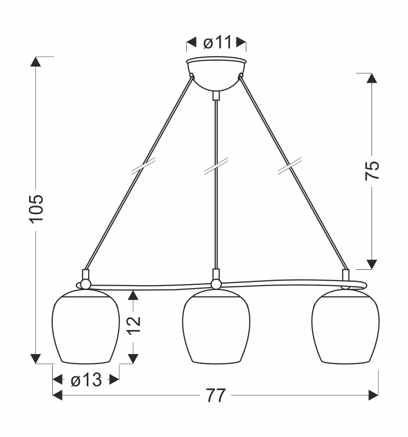 Serano lampa wisząca patynowy 3x60W E27 klosz biały - obrazek 4