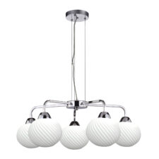 Madryt lampa wisz¹ca chrom 5x60W E27 klosz biały