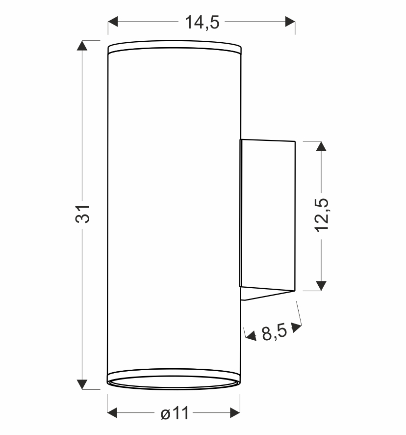 Primula lampa ogrodowa elewacyjna tuba 14,5x31cm czarny 2x60W E27 PAR30 IP65 - obrazek 3