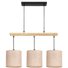 Combi lampa wisząca czarny 3x60W E27 abażur beżowy