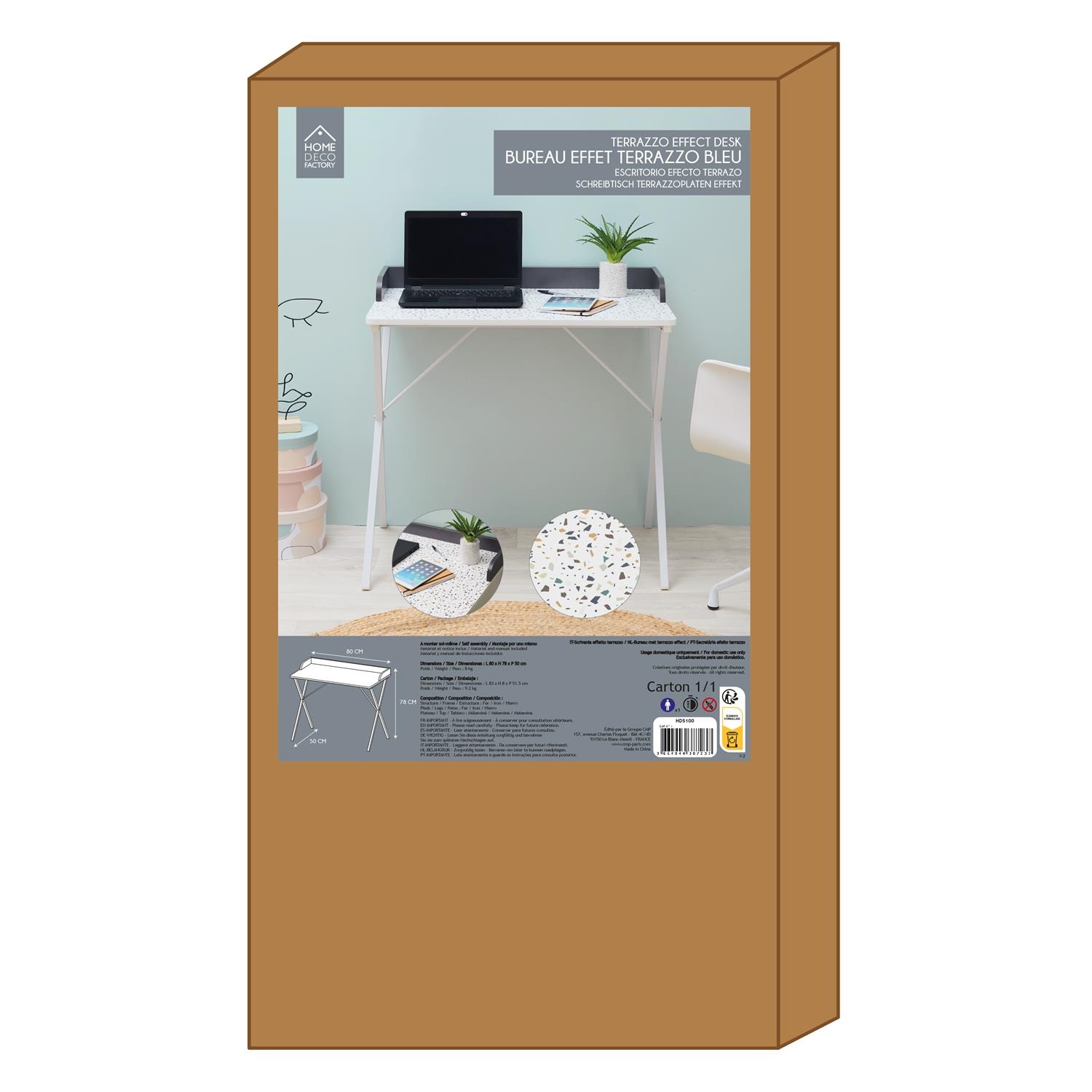 Biurko Brice lastryko niebieskie - obrazek 3