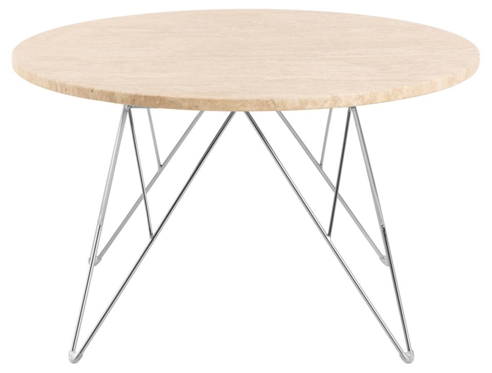 Stolik kawowy Prunus 80cm trawertyn/ chrom - obrazek 3