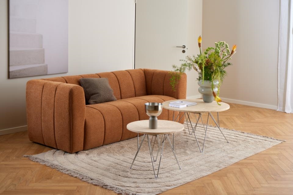 Stolik kawowy Prunus 80cm trawertyn/ chrom - obrazek 4