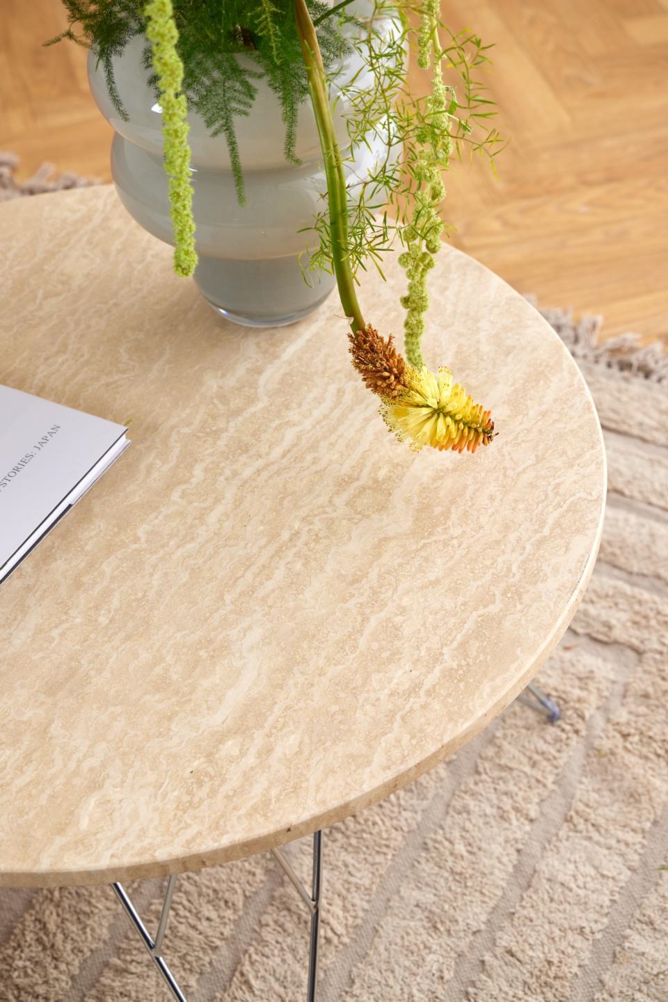 Stolik kawowy Prunus 80cm trawertyn/ chrom - obrazek 6