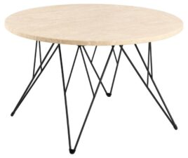 Stolik kawowy Prunus 80cm trawertyn/ czarny