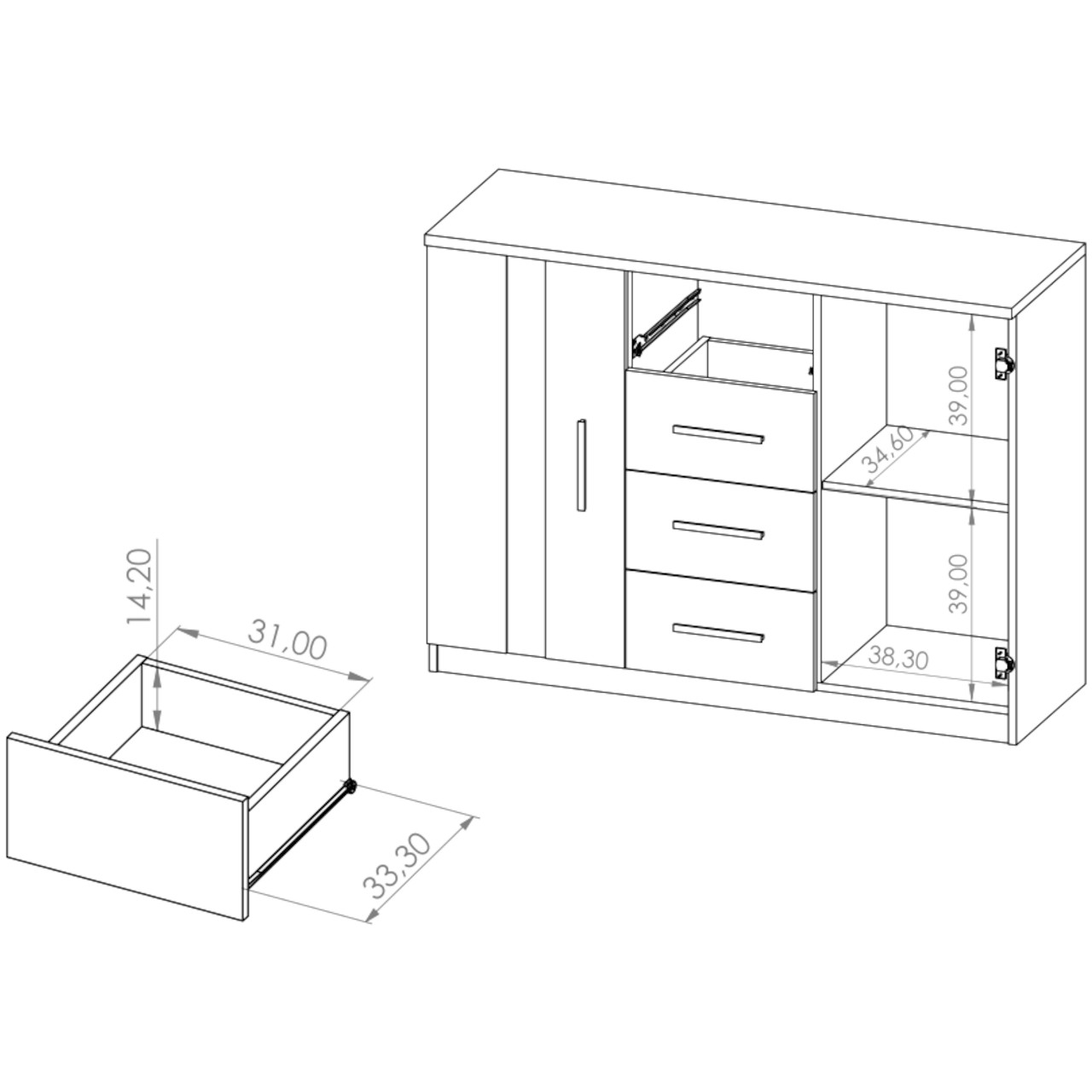 Komoda BONEY BO01 dąb artisan - obrazek 3