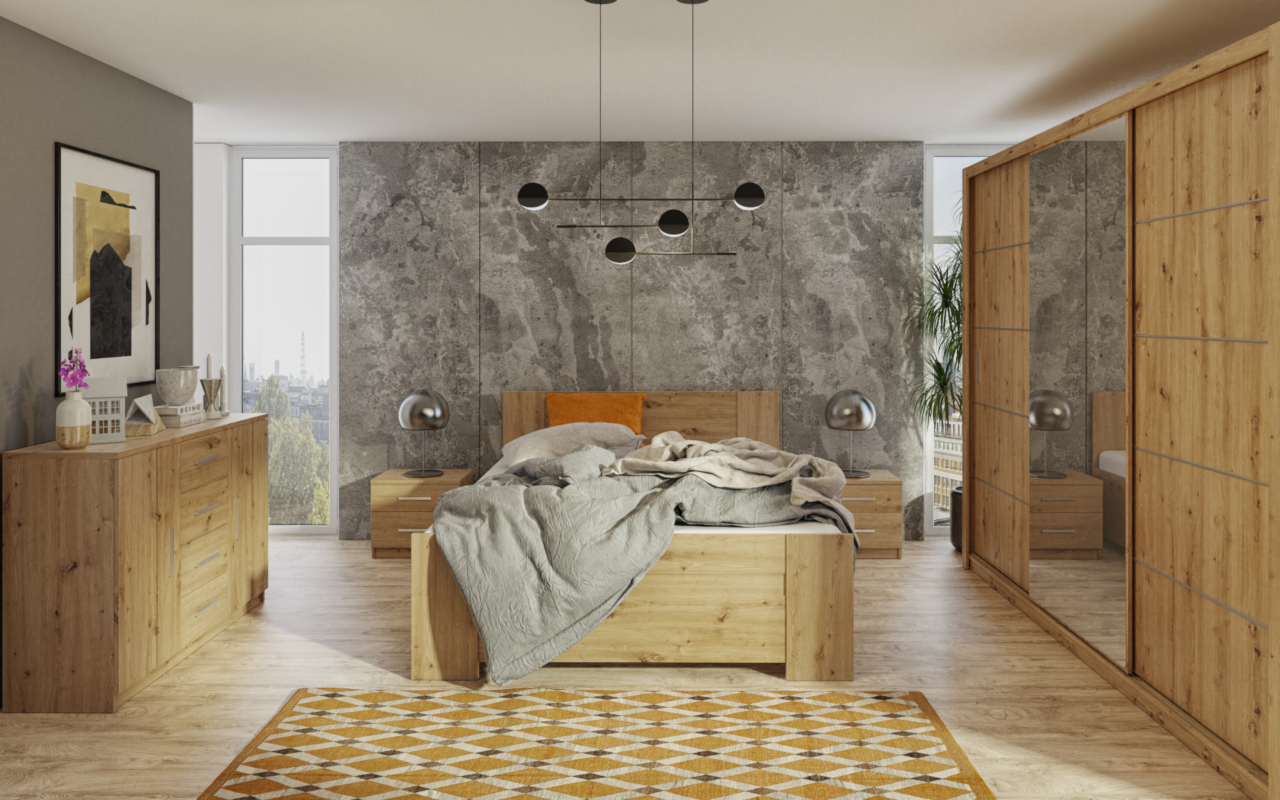 Szafa przesuwna z lustrem 180 BONEY BO09 dąb artisan - obrazek 6