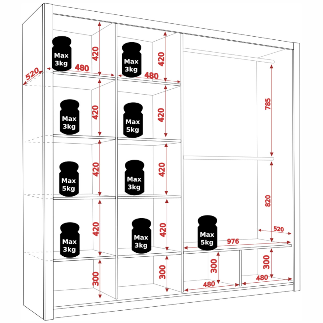 Szafa przesuwna 200 BONEY BO10 dąb artisan - obrazek 5