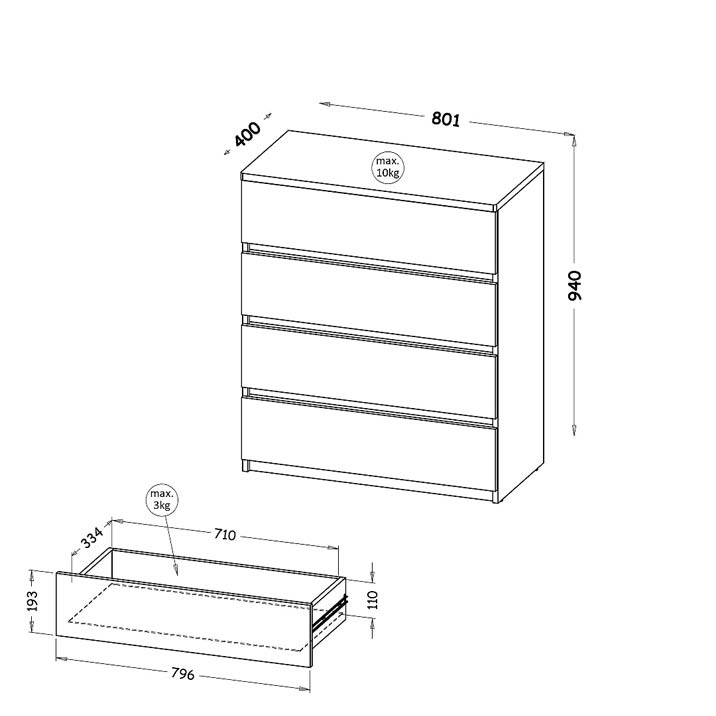 Komoda CARA 05 biel arktyczna - obrazek 3