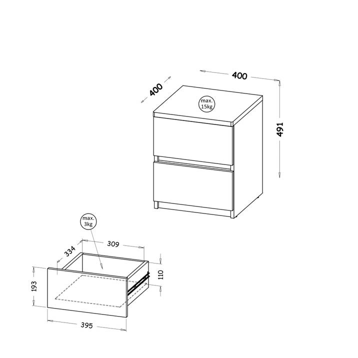 Szafka nocna CARA 10 biel arktyczna - obrazek 3