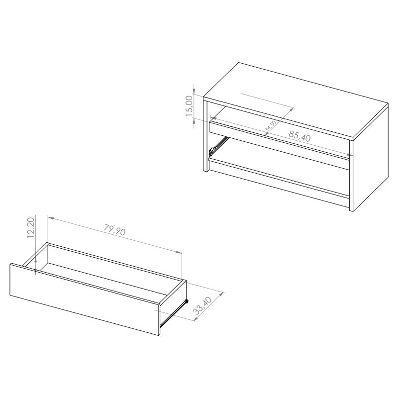 Komoda RTV DENVI DV09 dąb monastery / czarny połysk - obrazek 4