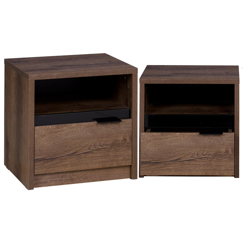 Stolik nocny DENVI DV11 dąb monastery / czarny połysk - obrazek 3