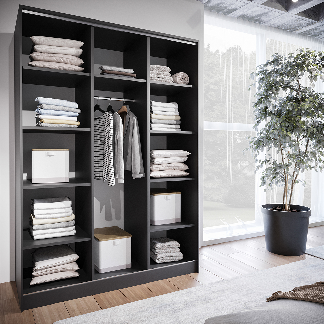 Szafa przesuwna BRITTO A 150 czarna - obrazek 3