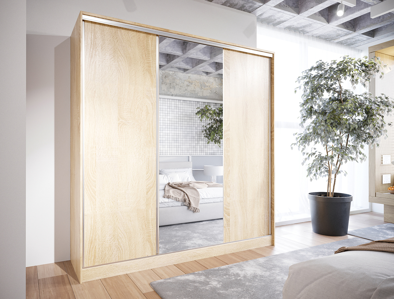 Szafa przesuwna z lustrem CORINA B 200 sonoma - obrazek 5