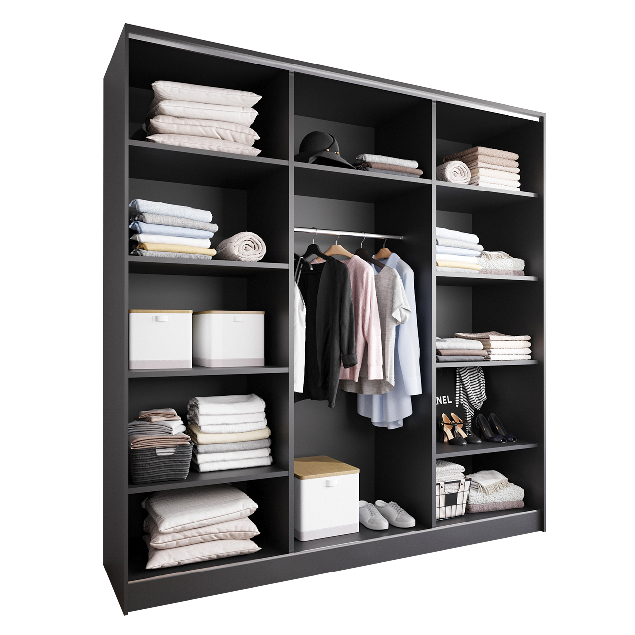 Szafa przesuwna z lustrem CORINA B 180 czarna - obrazek 3