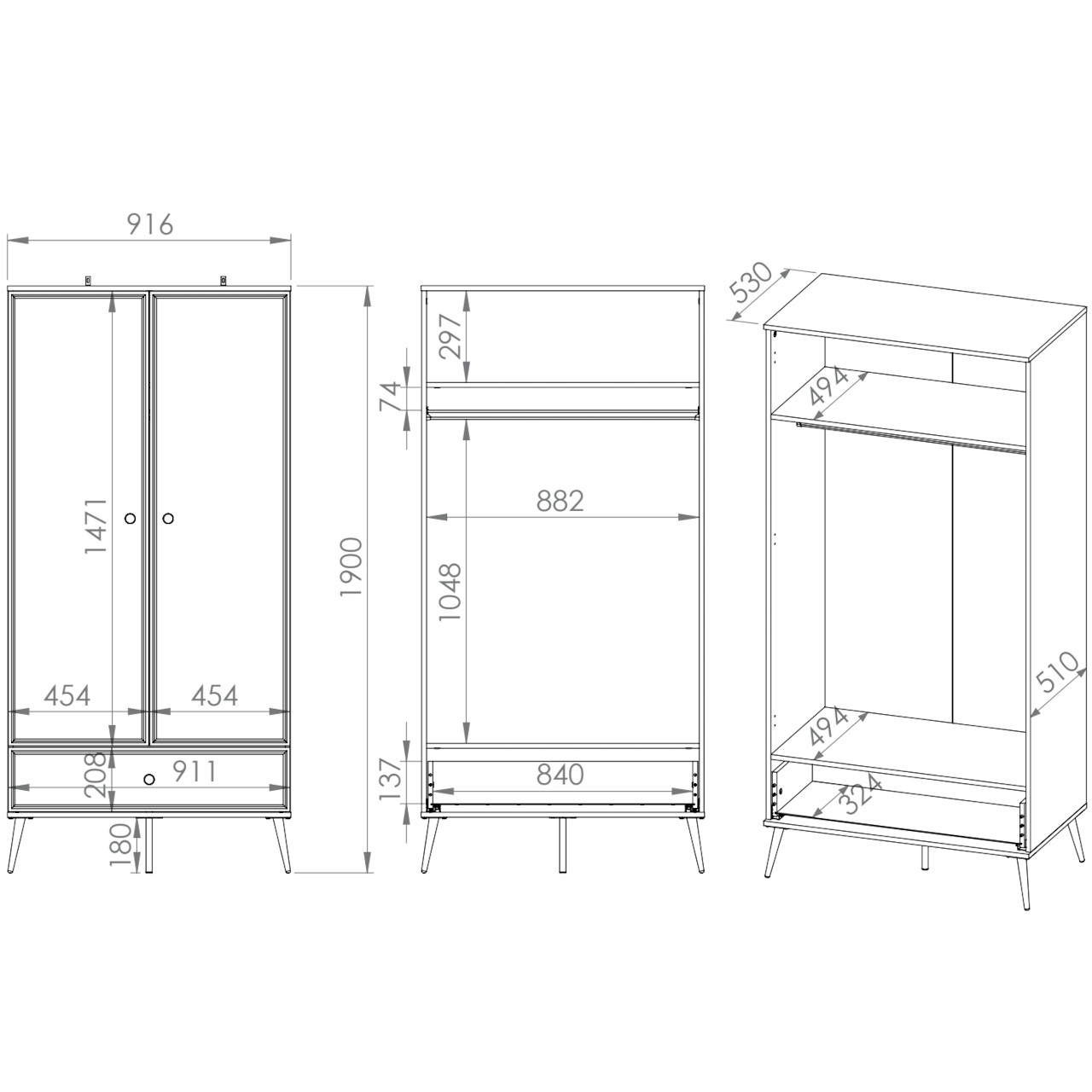 Szafa GOLDEN GL01 biały połysk - obrazek 4