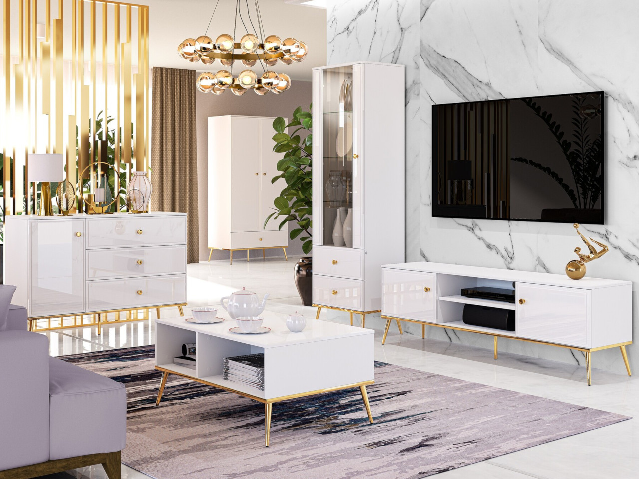 Witryna GOLDEN GL03 biały połysk - obrazek 6