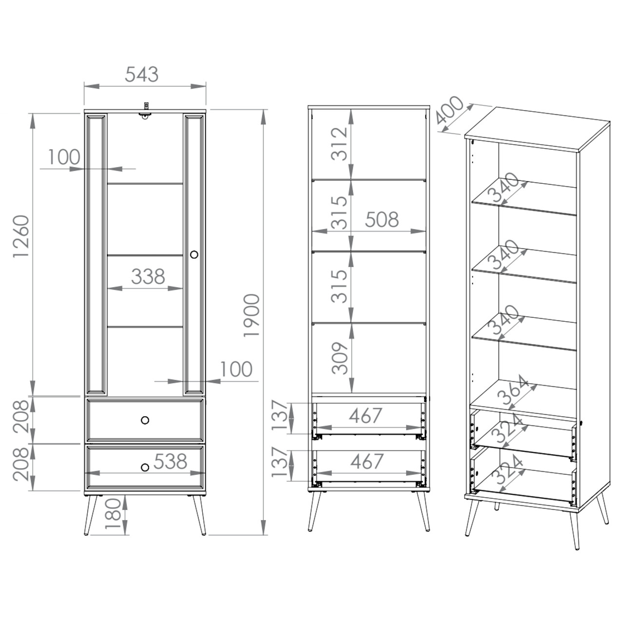Witryna GOLDEN GL02 biały połysk - obrazek 4