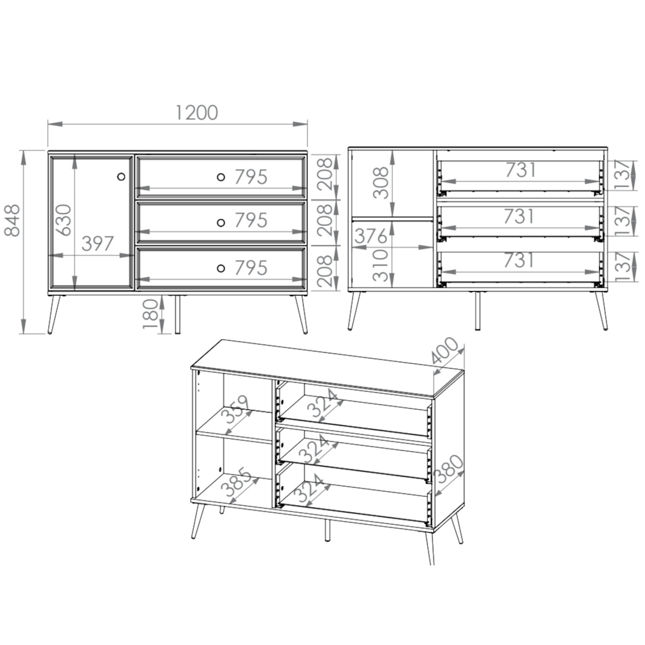Komoda GOLDEN GL05 biały połysk - obrazek 4