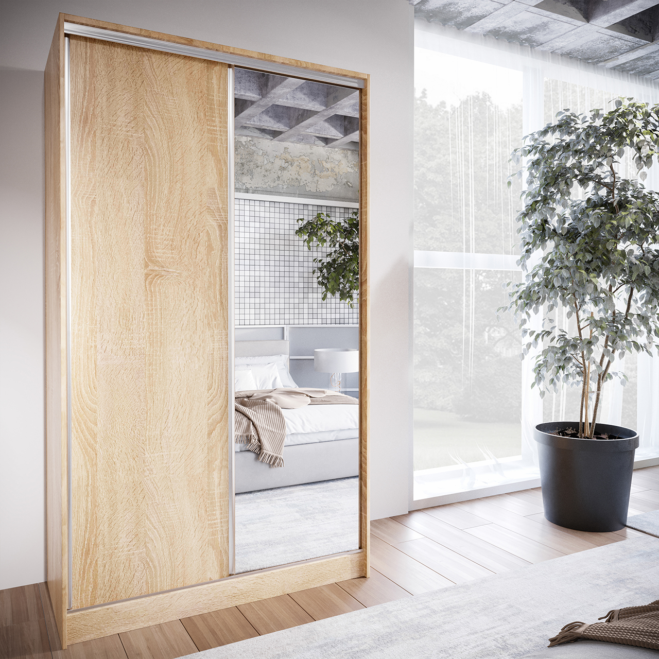 Szafa przesuwna z lustrem CORINA A 120 sonoma - obrazek 4