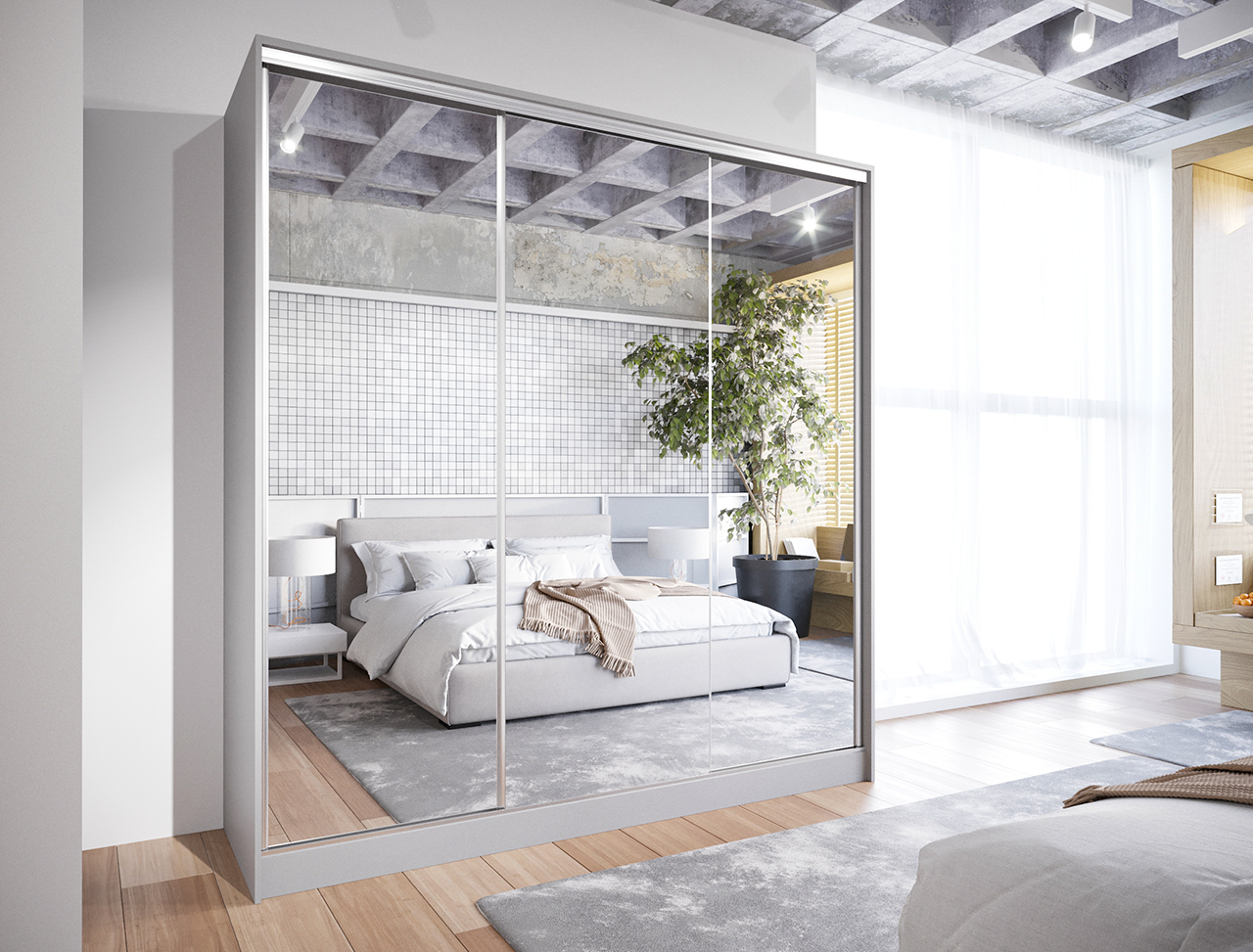 Szafa przesuwna z lustrem GRANO B 180 szara - obrazek 4