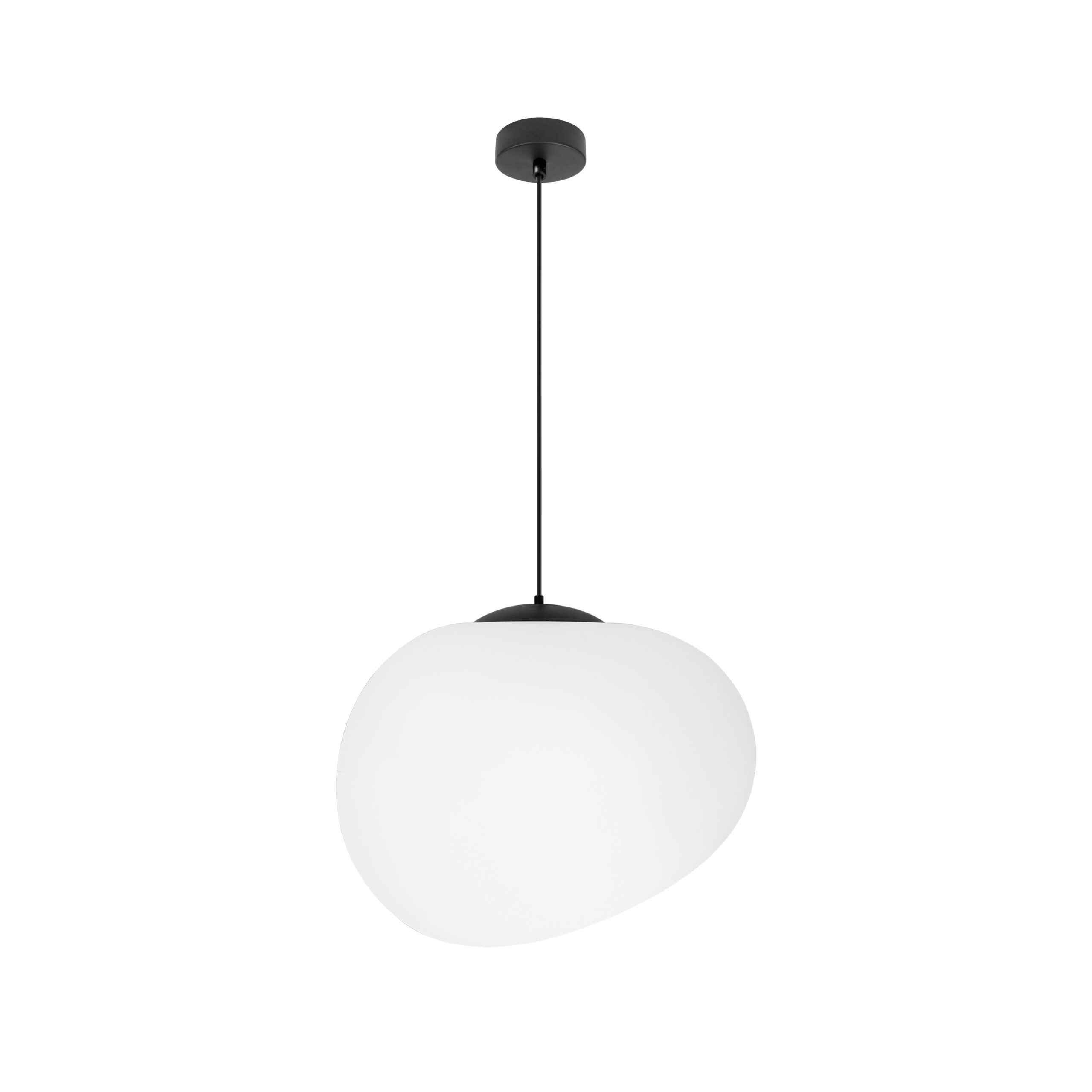 Lampa wisząca STONES 30 cm w stylu Japandi - z białym organicznym kloszem inspirowanym kamieniem - minimalistyczne oświetlenie sufitowe do salonu E27