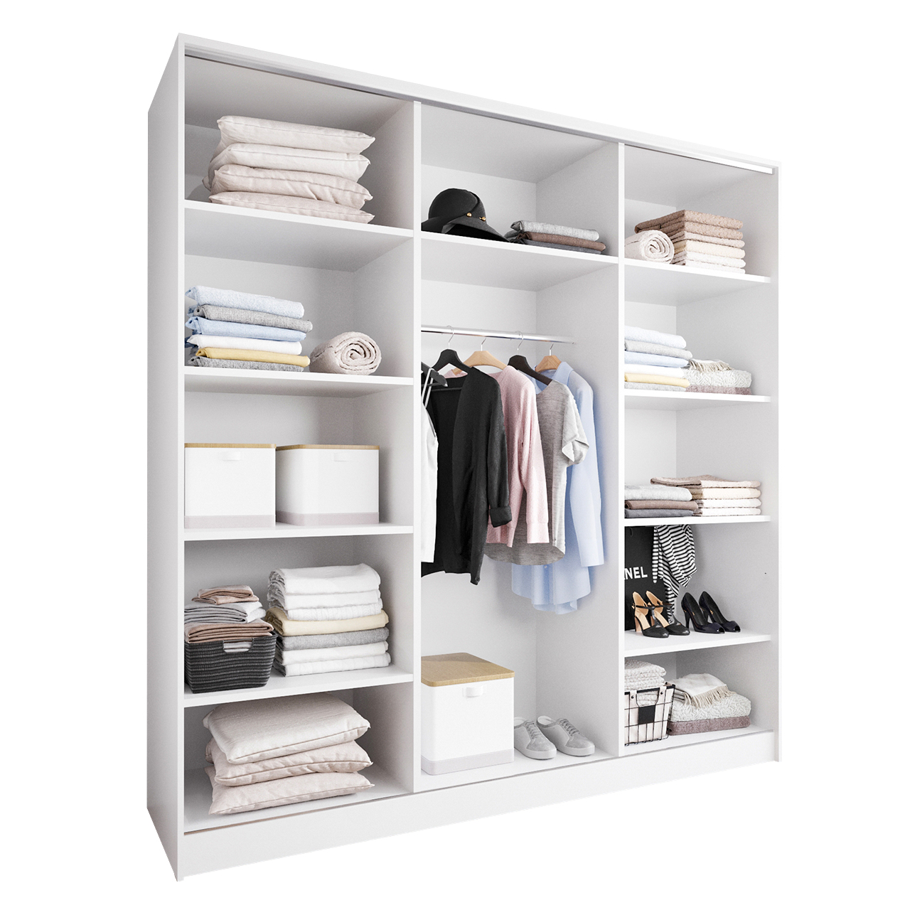 Szafa ELIA B 180 biała przesuwna z lustrem 180 cm - elegancka i pojemna - obrazek 3