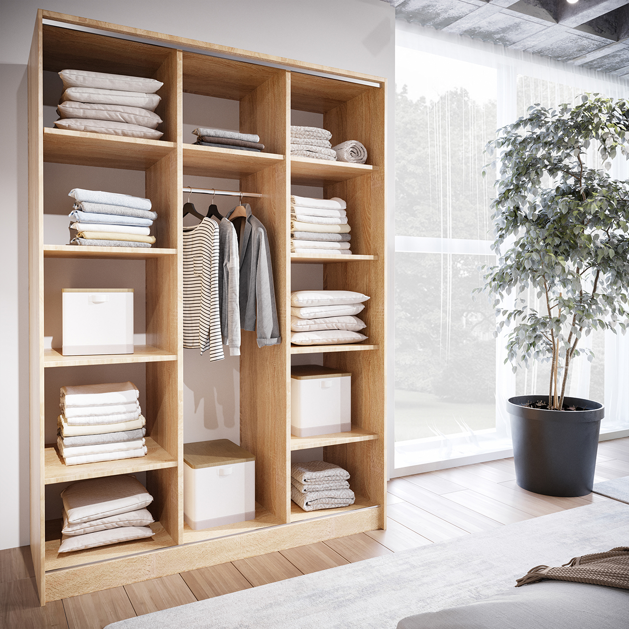 Szafa przesuwna z lustrem ELIA B 150 sonoma - obrazek 3