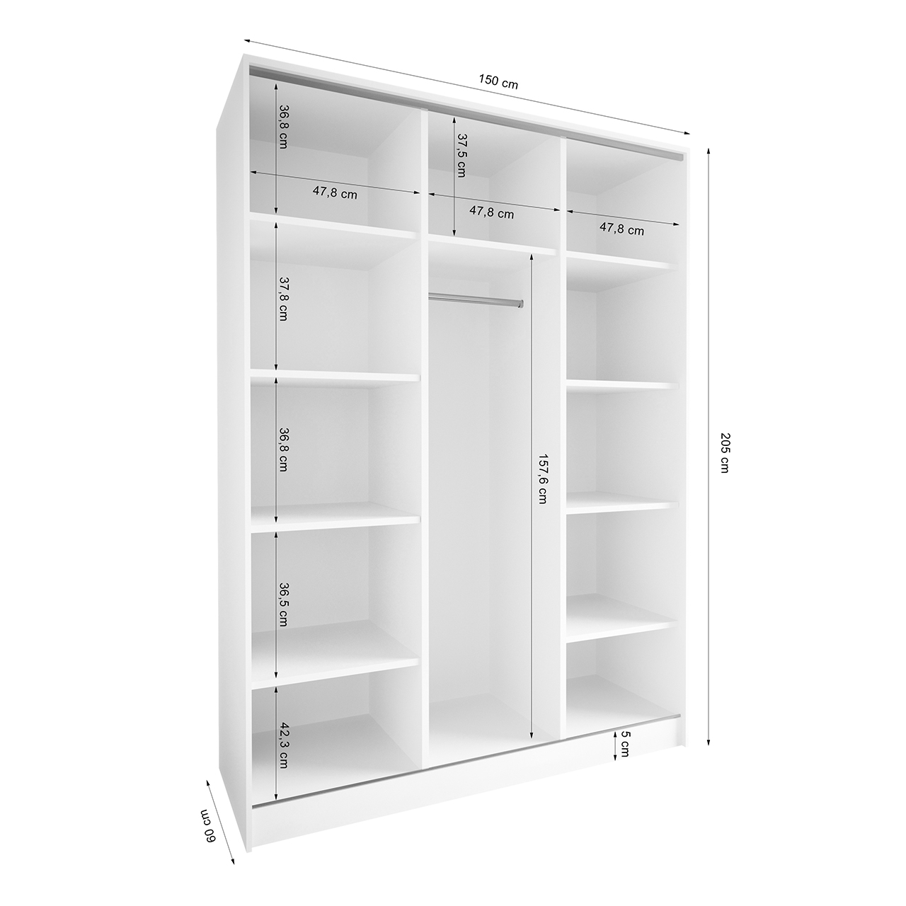 Szafa przesuwna z lustrem ELIA B 150 sonoma - obrazek 4