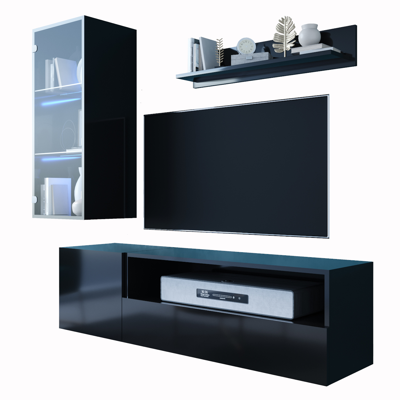 Meblościanka ONIVIO 3 czarny połysk - obrazek 3