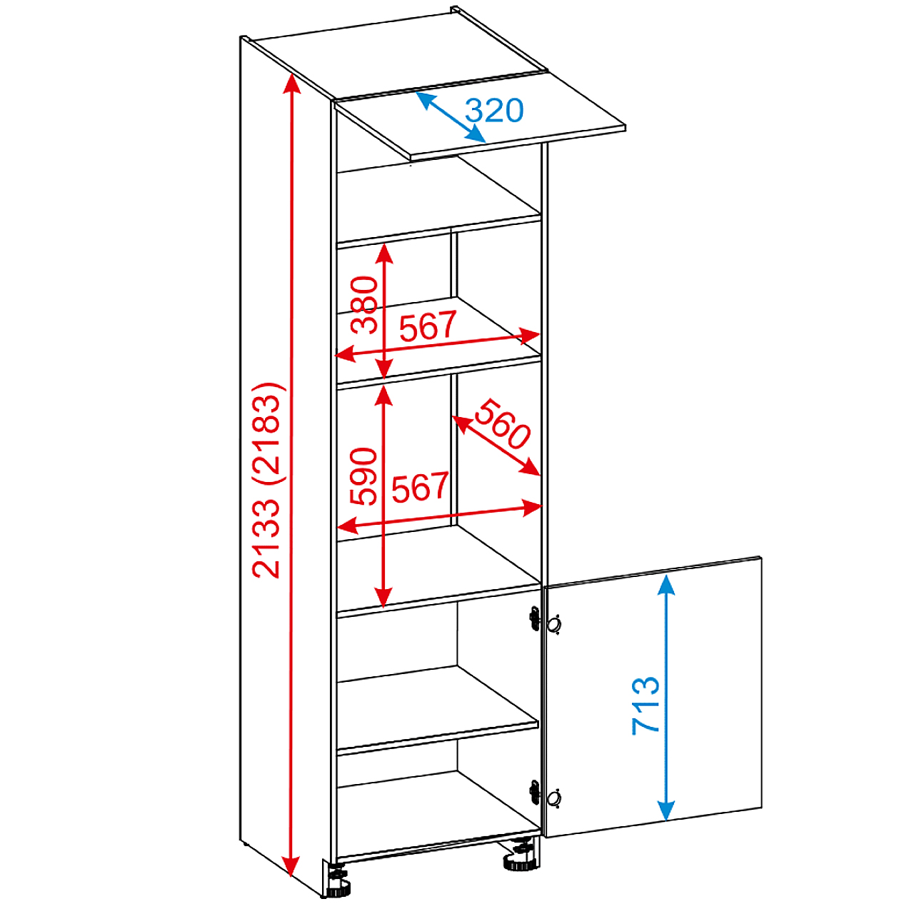 Szafka zabudowa piekarnika i mikrofalówki ADELINE D60PK MV/2133 P/L granatowy mat - obrazek 4