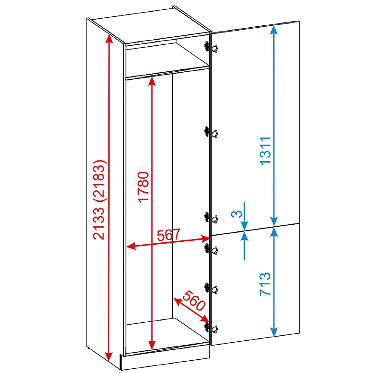 Szafka dolna ADELINE D60 LO P/L 2FR biała - obrazek 3