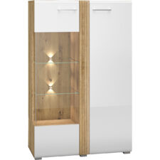 Witryna FLORES FS03L dąb castello / biały połysk