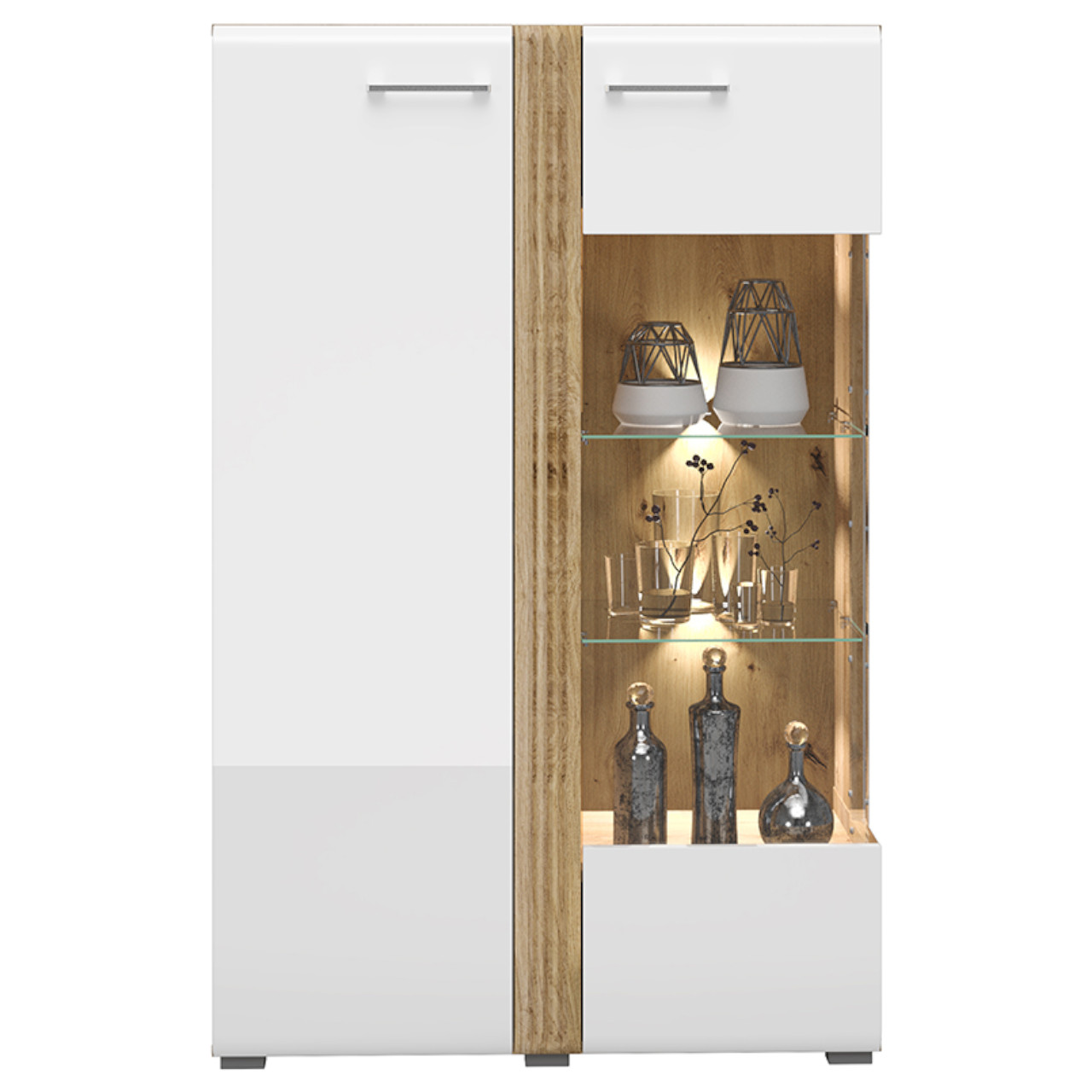 Witryna FLORES FS03P dąb castello / biały połysk - obrazek 3