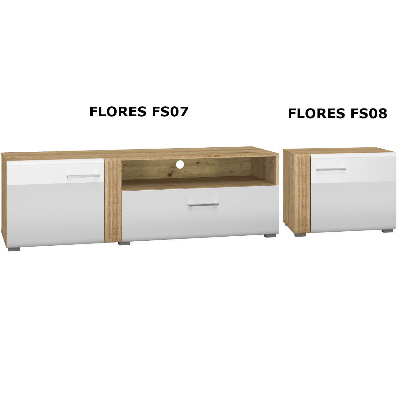 Dostawka RTV FLORES FS08 dąb castello / biały połysk - obrazek 5