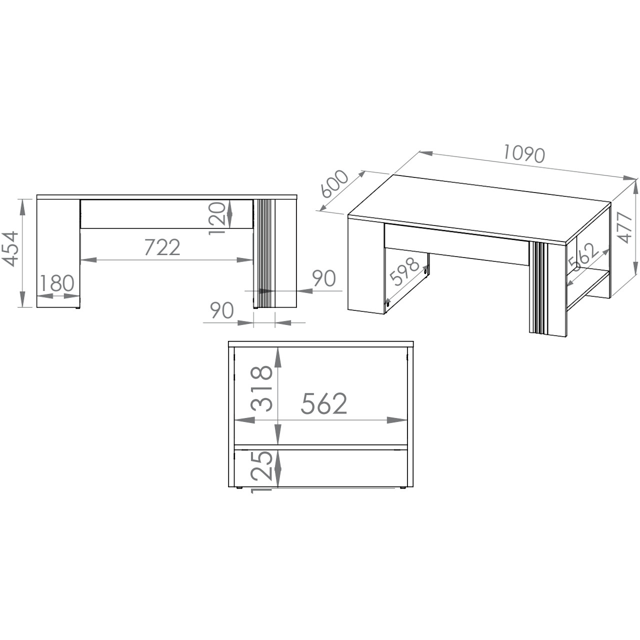 Ława FLORES FS10 dąb castello / biały połysk - obrazek 4