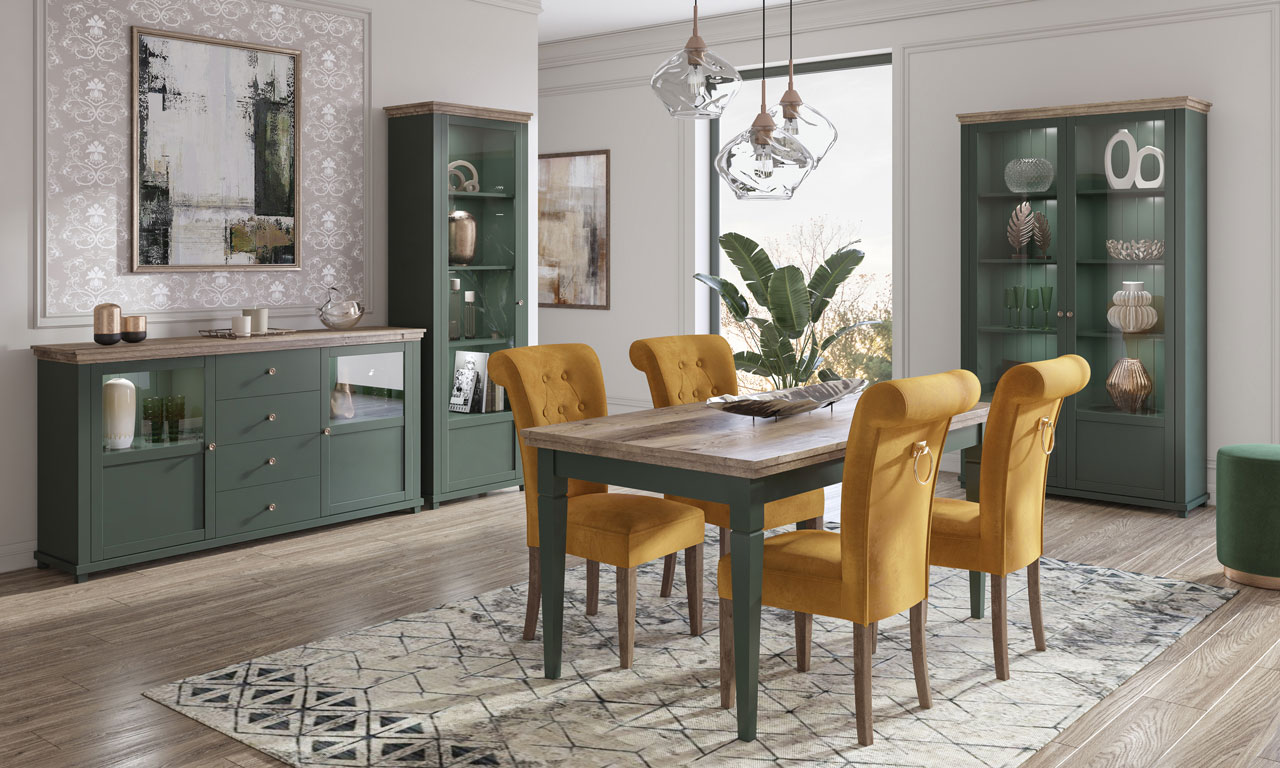 Stół rozkładany TEVORA EV92 zielony / dąb lefkas - obrazek 5