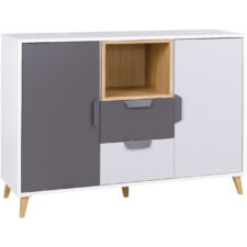 Komoda JOKI JK08 biały / grafit / szary