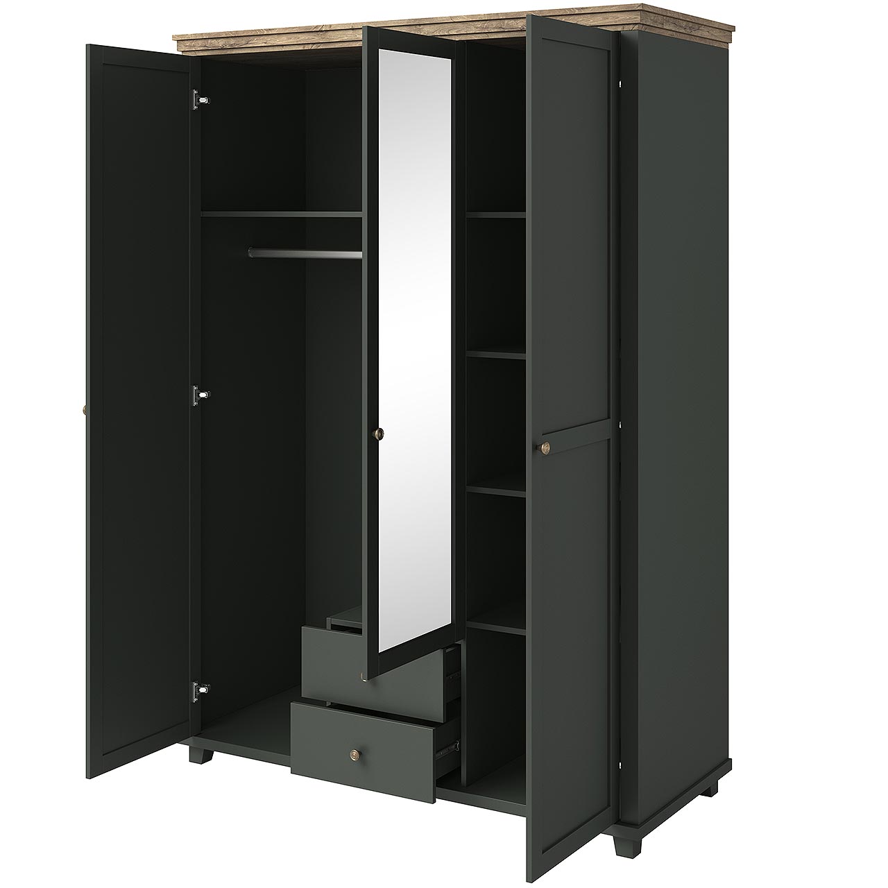 Szafa z lustrem TEVORA EV19 zielony / dąb lefkas - obrazek 3