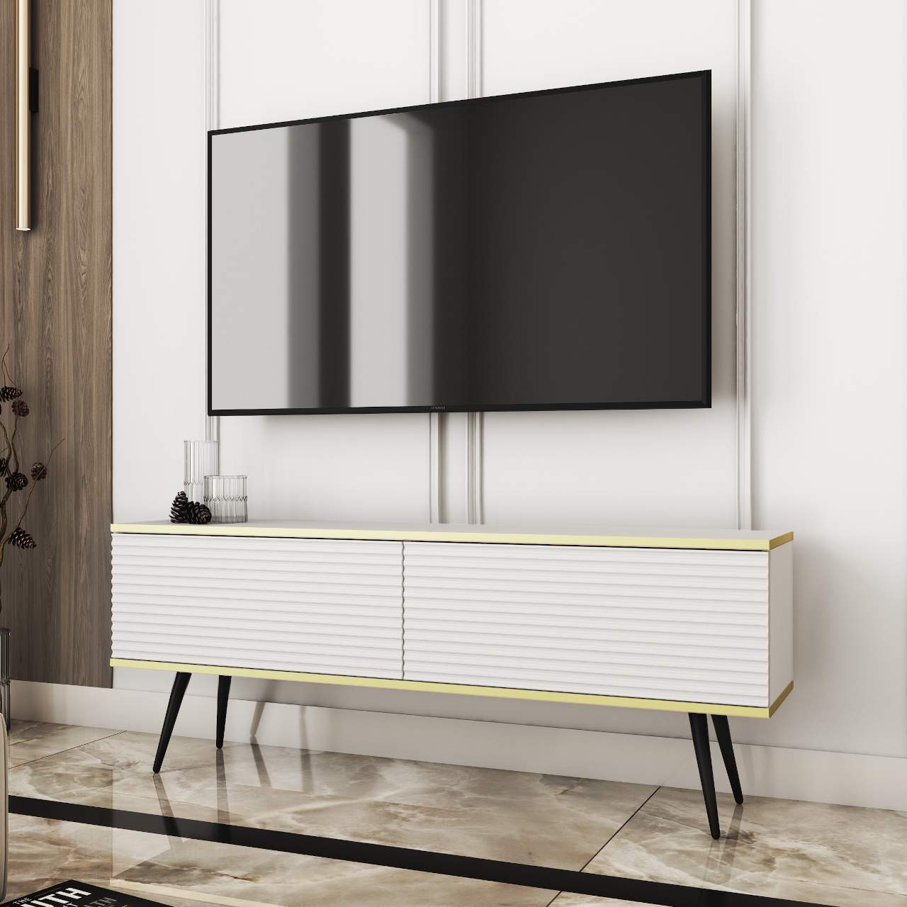 Szafka RTV ARA MDF 135 biały - obrazek 4