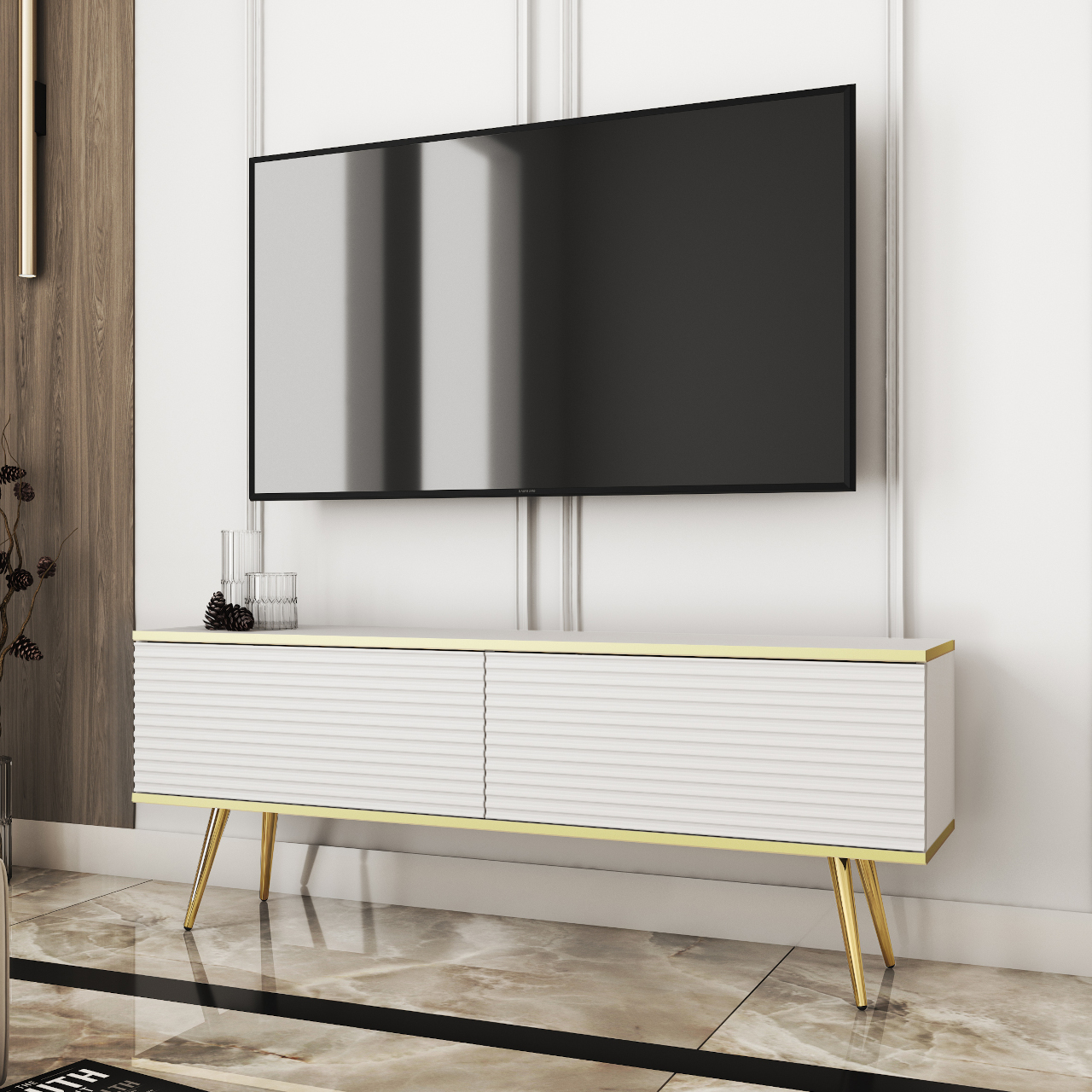 Szafka RTV ARA MDF 135 biały - obrazek 5